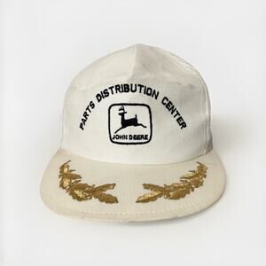 Vintage John Deere Louisville Patch Snapback Mesh Trucker Hat Gold Parts Dist